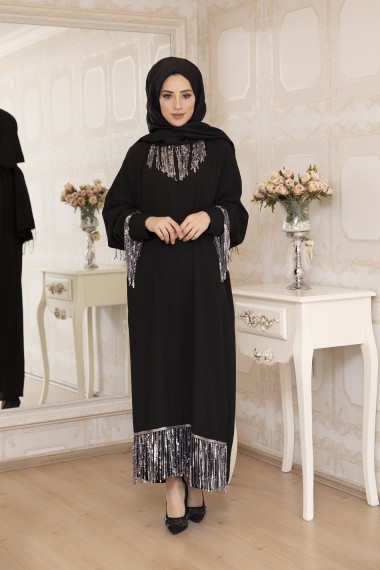 Efsa Ferace Elbise - siyah